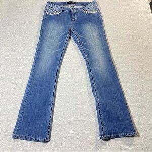 Twentyone Black Jeans Women 9/10R Blue Low Rise Slim Boot Sequins Casual Denim